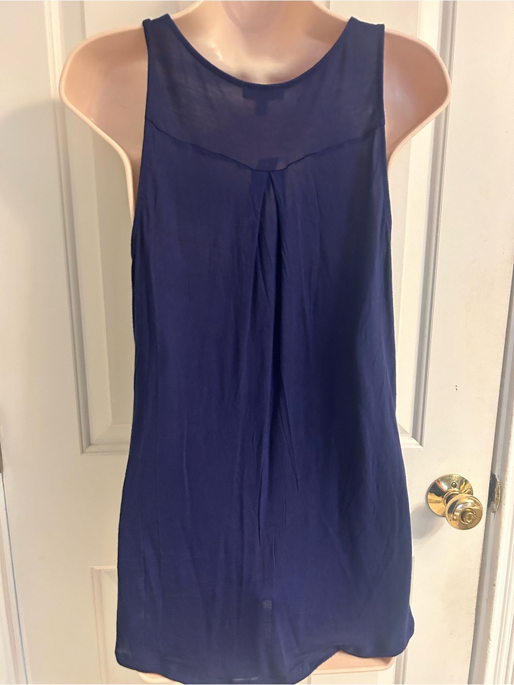 NWT-Express Blue  V-Neck Sleeveless Tank with Gold Zip - Picture 10 of 12